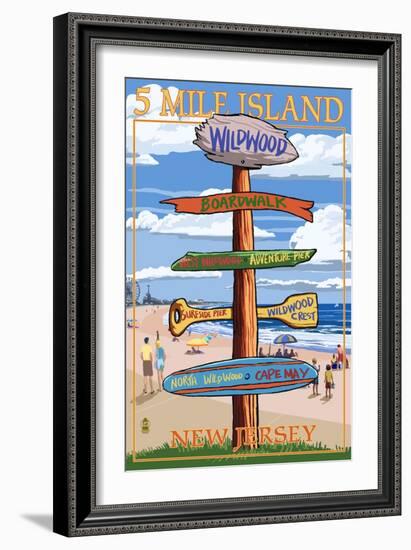 Wildwood, New Jersey - Destination Sign-Lantern Press-Framed Art Print