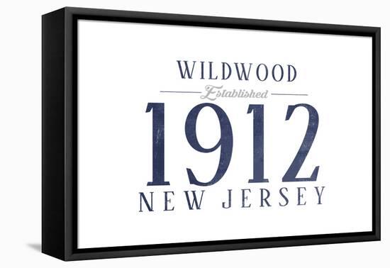 Wildwood, New Jersey - Established Date (Blue)-Lantern Press-Framed Stretched Canvas