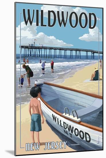 Wildwood, New Jersey - Lifeboat and Pier-Lantern Press-Mounted Art Print