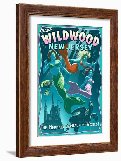 Wildwood, New Jersey - Mermaid Capital Sign-Lantern Press-Framed Art Print