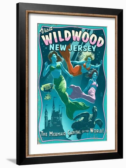 Wildwood, New Jersey - Mermaid Capital Sign-Lantern Press-Framed Art Print