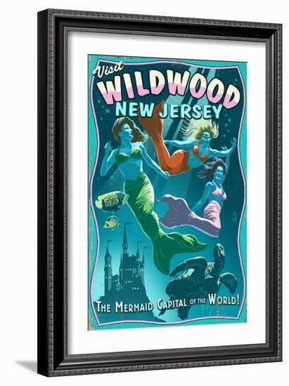 Wildwood, New Jersey - Mermaid Capital Sign-Lantern Press-Framed Art Print