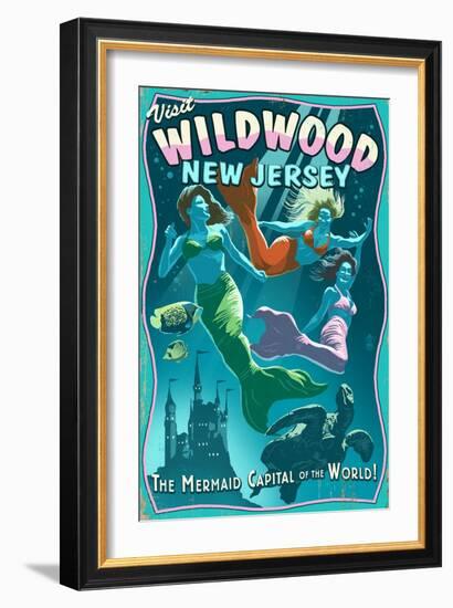 Wildwood, New Jersey - Mermaid Capital Sign-Lantern Press-Framed Art Print