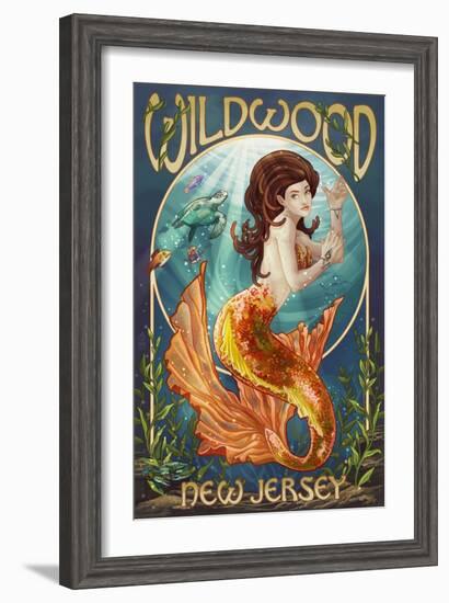 Wildwood, New Jersey - Mermaid-Lantern Press-Framed Art Print