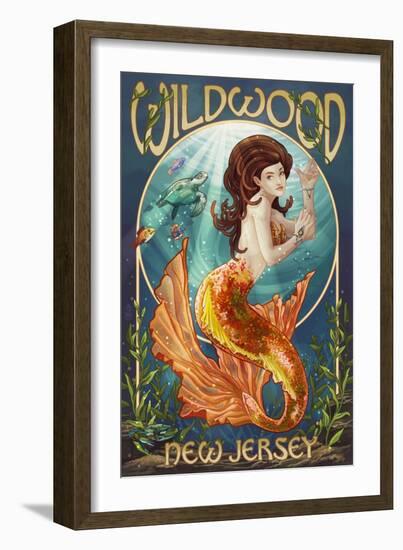 Wildwood, New Jersey - Mermaid-Lantern Press-Framed Art Print