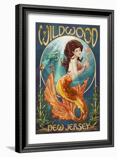 Wildwood, New Jersey - Mermaid-Lantern Press-Framed Art Print