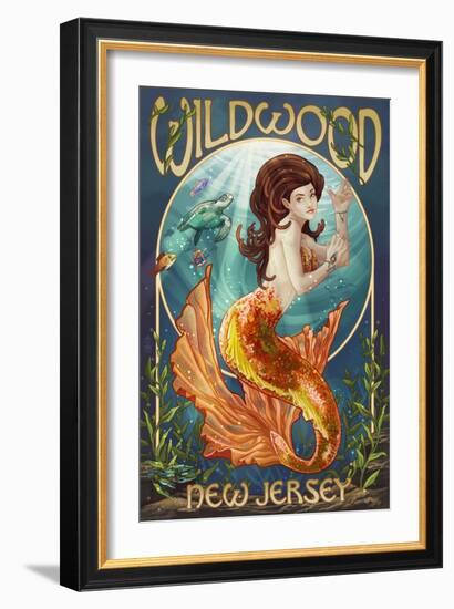 Wildwood, New Jersey - Mermaid-Lantern Press-Framed Art Print