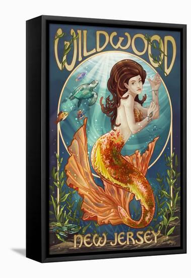 Wildwood, New Jersey - Mermaid-Lantern Press-Framed Stretched Canvas