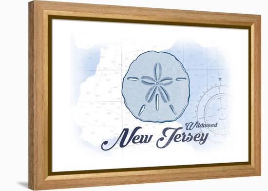 Wildwood, New Jersey - Sand Dollar - Blue - Coastal Icon-Lantern Press-Framed Stretched Canvas