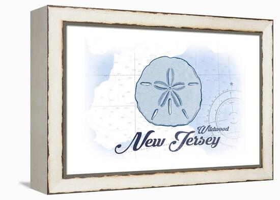 Wildwood, New Jersey - Sand Dollar - Blue - Coastal Icon-Lantern Press-Framed Stretched Canvas