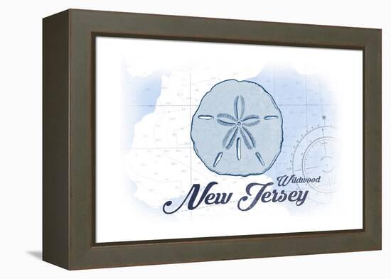 Wildwood, New Jersey - Sand Dollar - Blue - Coastal Icon-Lantern Press-Framed Stretched Canvas