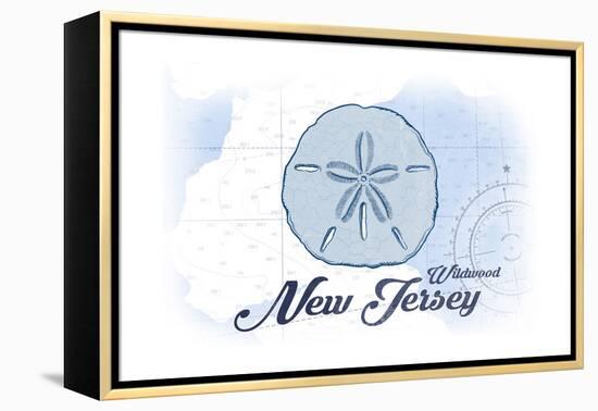 Wildwood, New Jersey - Sand Dollar - Blue - Coastal Icon-Lantern Press-Framed Stretched Canvas