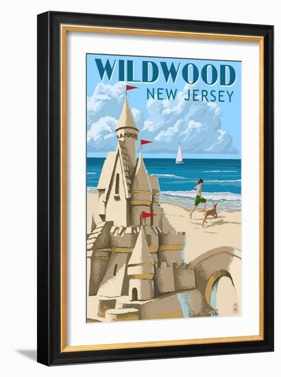 Wildwood, New Jersey - Sandcastle-Lantern Press-Framed Art Print