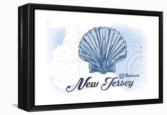 Wildwood, New Jersey - Scallop Shell - Blue - Coastal Icon-Lantern Press-Framed Stretched Canvas