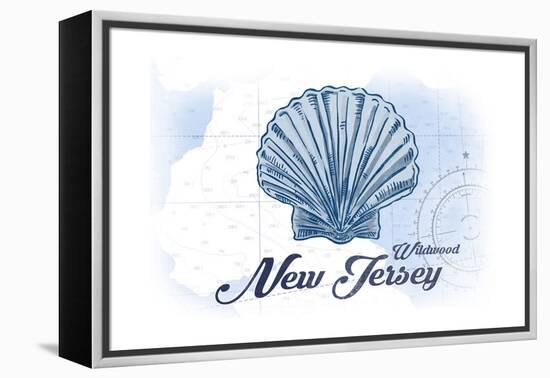 Wildwood, New Jersey - Scallop Shell - Blue - Coastal Icon-Lantern Press-Framed Stretched Canvas