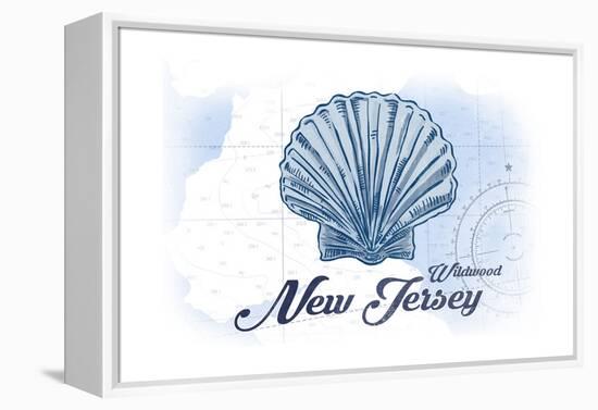 Wildwood, New Jersey - Scallop Shell - Blue - Coastal Icon-Lantern Press-Framed Stretched Canvas