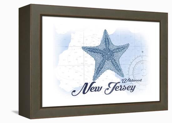 Wildwood, New Jersey - Starfish - Blue - Coastal Icon-Lantern Press-Framed Stretched Canvas