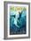 Wildwood, New Jersey - Stylized Shark-Lantern Press-Framed Art Print