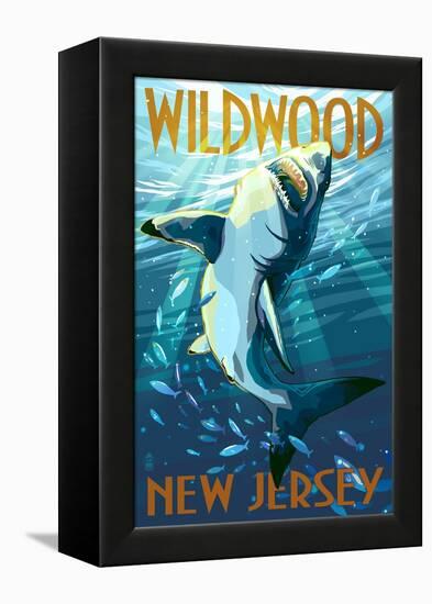 Wildwood, New Jersey - Stylized Shark-Lantern Press-Framed Stretched Canvas