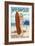 Wildwood, New Jersey - Surfing Pinup Girl-Lantern Press-Framed Premium Giclee Print