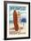 Wildwood, New Jersey - Surfing Pinup Girl-Lantern Press-Framed Art Print
