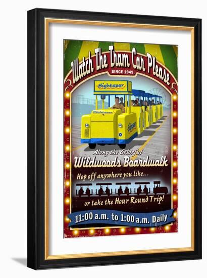 Wildwood, New Jersey - Tram Car Sign-Lantern Press-Framed Art Print