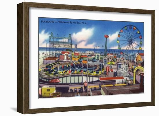 Wildwood, New Jersey - Wildwood-By-The-Sea Playland View-Lantern Press-Framed Art Print