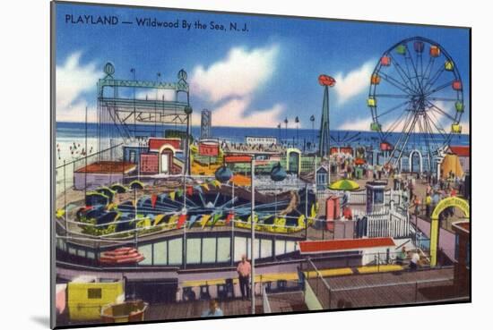Wildwood, New Jersey - Wildwood-By-The-Sea Playland View-Lantern Press-Mounted Art Print