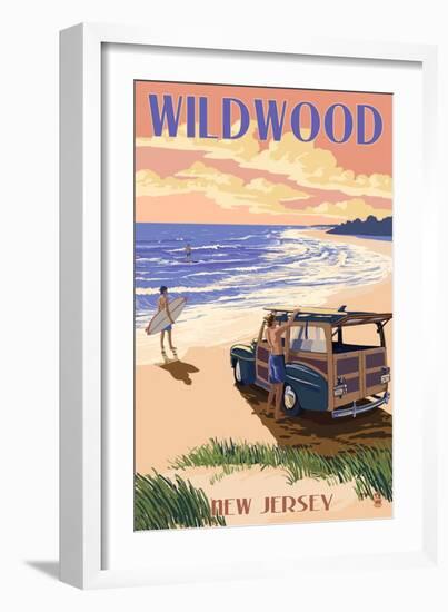 Wildwood, New Jersey - Woody on the Beach-Lantern Press-Framed Art Print