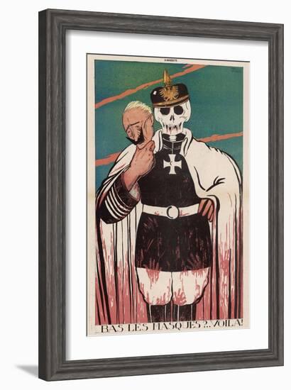 Wilhelm II German Emperor Removes His Mask to Reveal the Skull Underneath-Paul Iribe-Framed Art Print