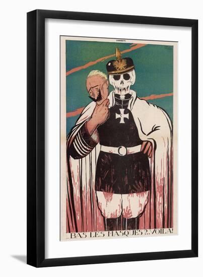 Wilhelm II German Emperor Removes His Mask to Reveal the Skull Underneath-Paul Iribe-Framed Art Print