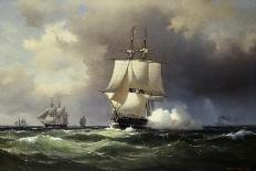 Sailing Vessels in a Stormy Sea, 1879-Wilhelm Melbye-Framed Giclee Print