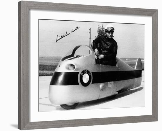 Wilhelm Noll on a 500cc Bmw Motorcycle, 1955-null-Framed Photographic Print