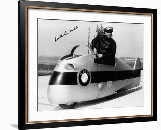 Wilhelm Noll on a 500cc Bmw Motorcycle, 1955-null-Framed Photographic Print