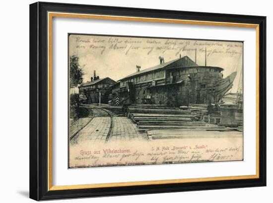 Wilhelmshaven, S.M. Hulk Bismarck Und Gazelle-null-Framed Giclee Print