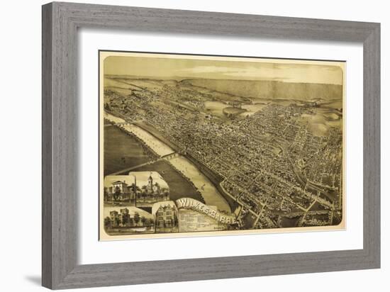 Wilkes-Barre, Pennsylvania - Panoramic Map-Lantern Press-Framed Art Print
