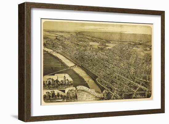 Wilkes-Barre, Pennsylvania - Panoramic Map-Lantern Press-Framed Art Print