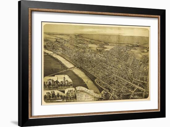 Wilkes-Barre, Pennsylvania - Panoramic Map-Lantern Press-Framed Art Print