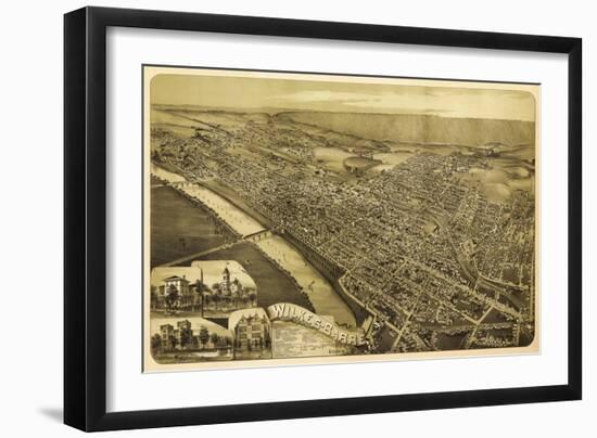 Wilkes-Barre, Pennsylvania - Panoramic Map-Lantern Press-Framed Art Print