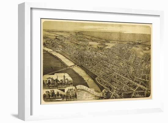 Wilkes-Barre, Pennsylvania - Panoramic Map-Lantern Press-Framed Art Print