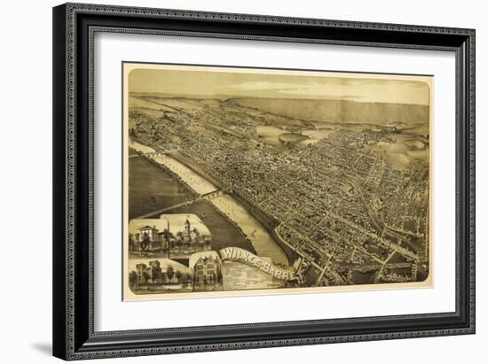 Wilkes-Barre, Pennsylvania - Panoramic Map-Lantern Press-Framed Art Print