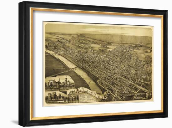 Wilkes-Barre, Pennsylvania - Panoramic Map-Lantern Press-Framed Art Print