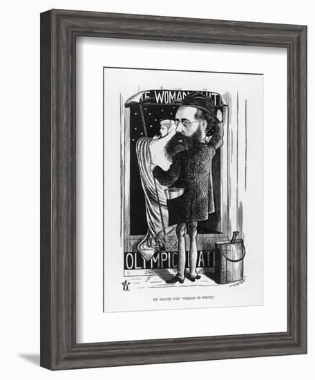 Wilkie Collins English Novelist: a Satire on His Popular Novel the Woman in White-F. Waddy-Framed Art Print