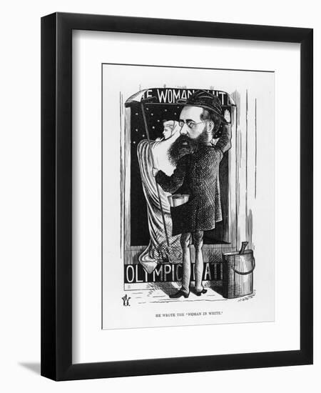 Wilkie Collins English Novelist: a Satire on His Popular Novel the Woman in White-F. Waddy-Framed Art Print
