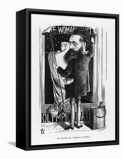 Wilkie Collins English Novelist: a Satire on His Popular Novel the Woman in White-F. Waddy-Framed Stretched Canvas