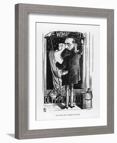 Wilkie Collins English Novelist: a Satire on His Popular Novel the Woman in White-F. Waddy-Framed Art Print