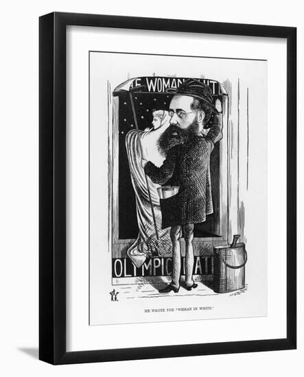 Wilkie Collins English Novelist: a Satire on His Popular Novel the Woman in White-F. Waddy-Framed Art Print