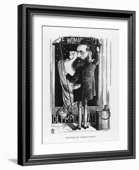 Wilkie Collins English Novelist: a Satire on His Popular Novel the Woman in White-F. Waddy-Framed Art Print