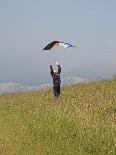 England, Isle of Wight; Boy Flying a Kite on the Downs Near Compton Bay in Southwest of the Island-Will Gray-Photographic Print