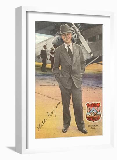 Will Rogers, Standing by Plane-null-Framed Art Print